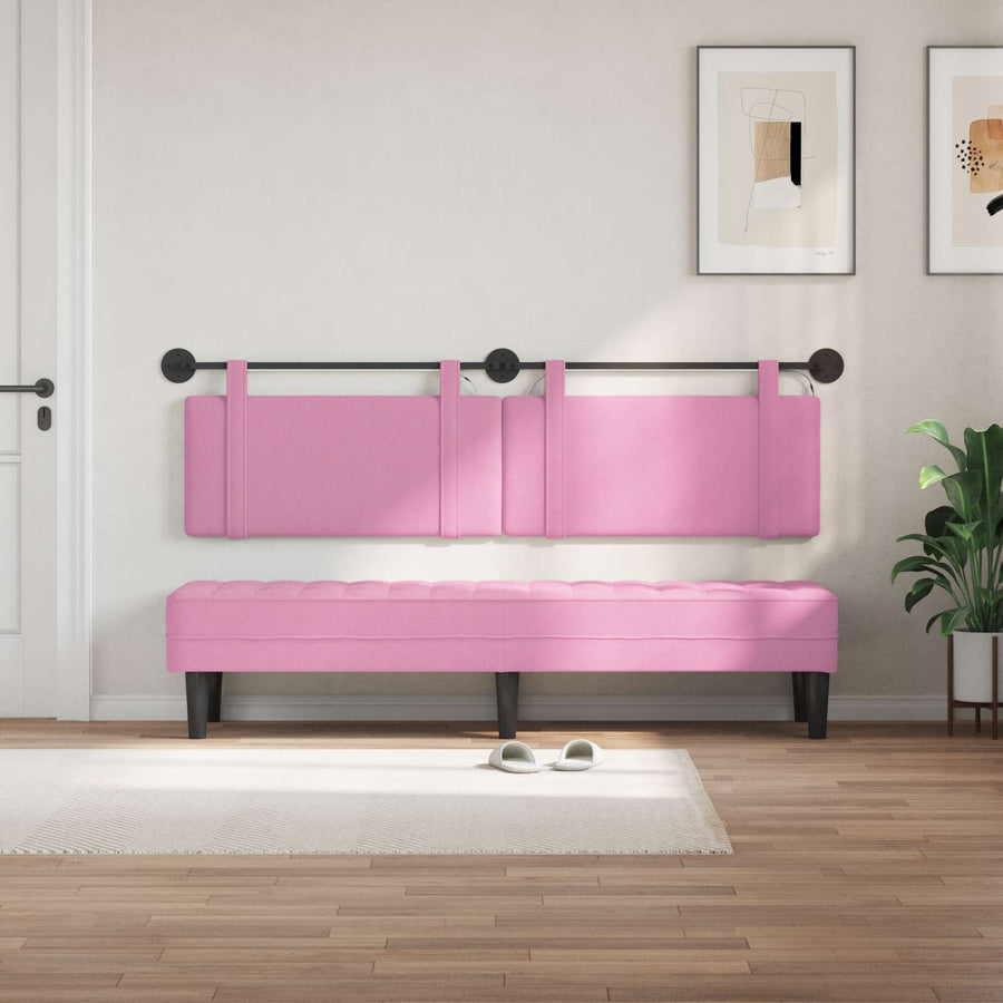 Hangend hoofdbord Met LED-verlichting Roze Stof