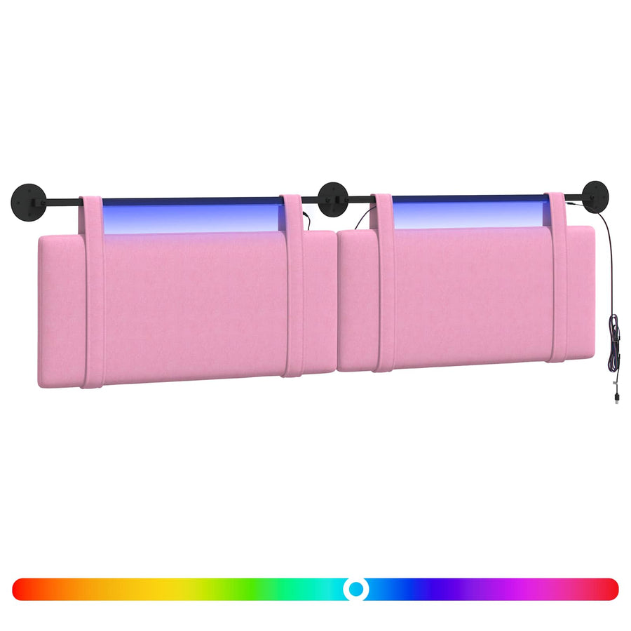 Hangend hoofdbord Met LED-verlichting Roze Stof