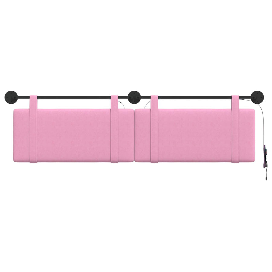 Hangend hoofdbord Met LED-verlichting Roze Stof