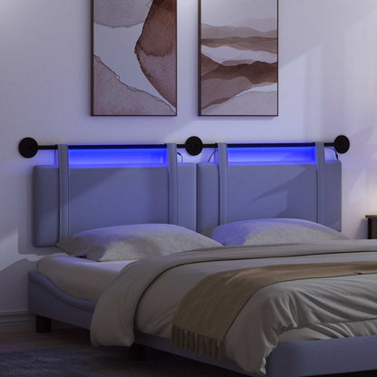 Hangend hoofdbord Met LED-verlichting Jeans Blauw Stof