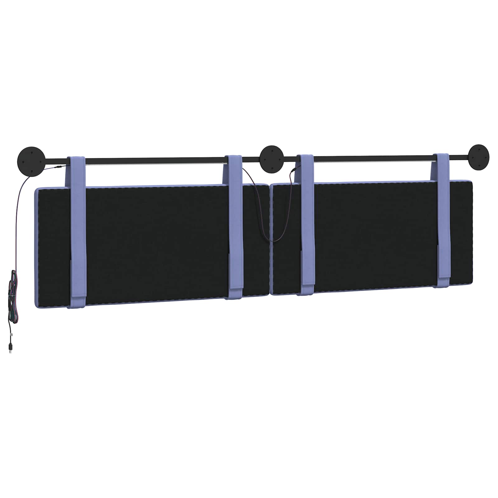 Hangend hoofdbord Met LED-verlichting Jeans Blauw Stof