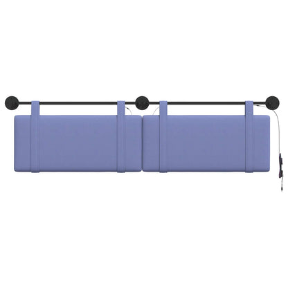 Hangend hoofdbord Met LED-verlichting Jeans Blauw Stof