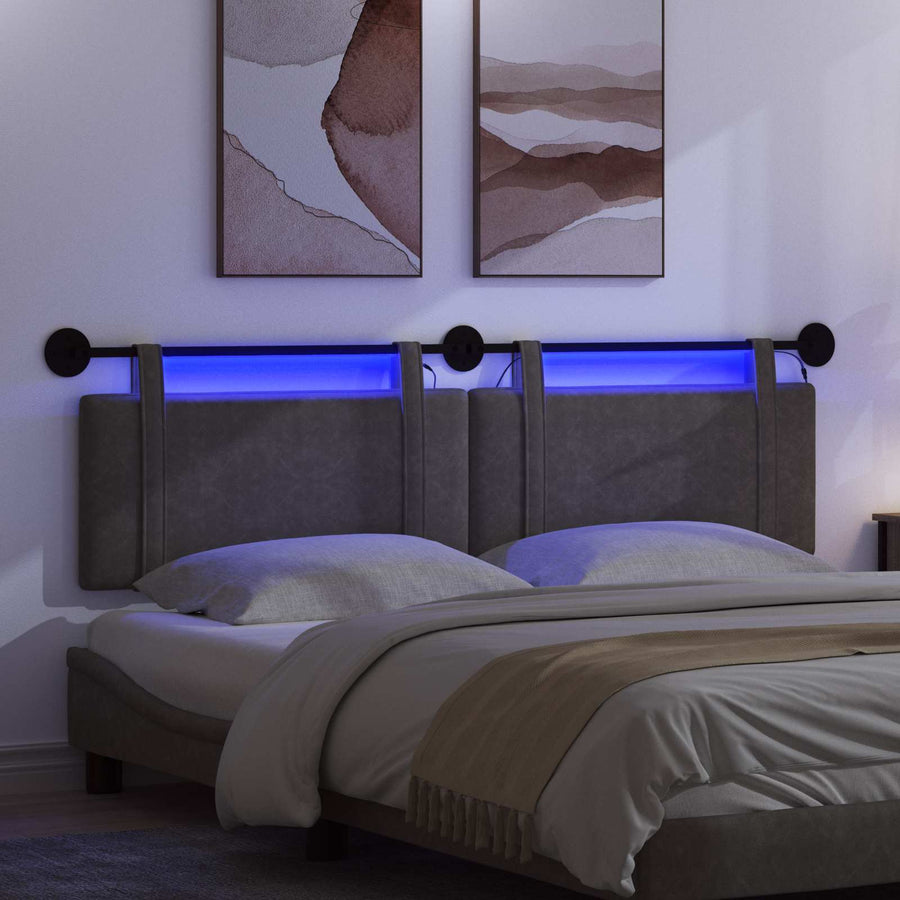 Hangend hoofdbord Met LED-verlichting Zwart Antiek PU