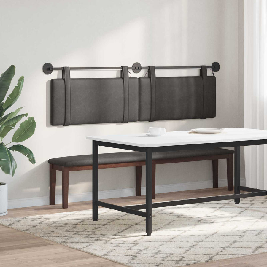 Hangend hoofdbord Met LED-verlichting Zwart Antiek PU