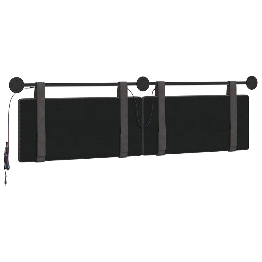 Hangend hoofdbord Met LED-verlichting Zwart Antiek PU