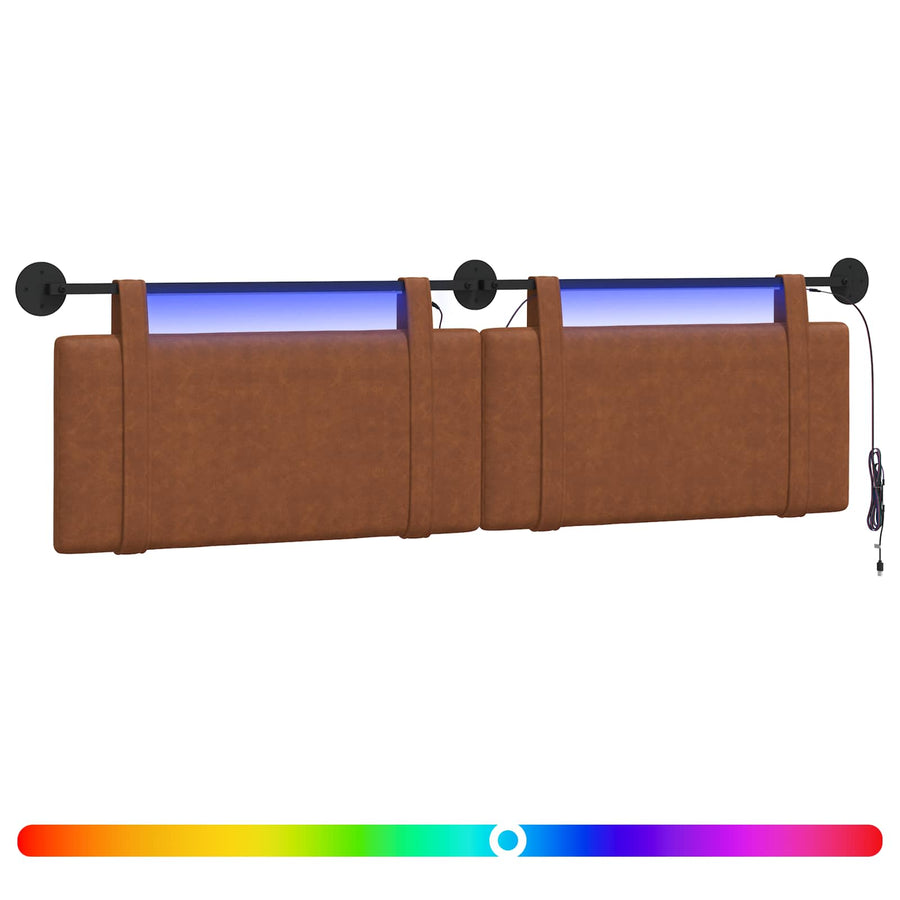 Hangend hoofdbord Met LED-verlichting Bruin Antiek PU