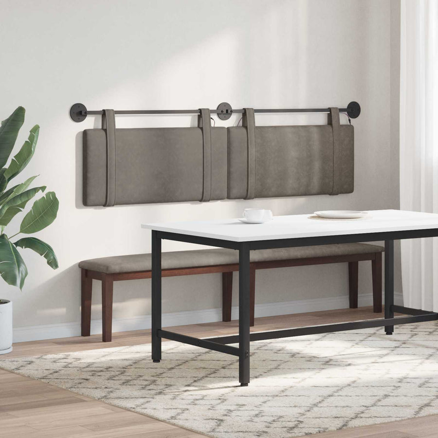 Hangend hoofdbord Met LED-verlichting Grijs Antiek PU