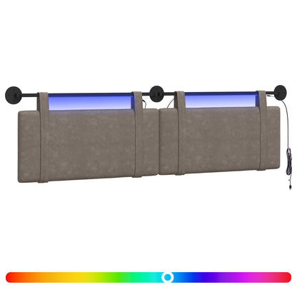 Hangend hoofdbord Met LED-verlichting Grijs Antiek PU