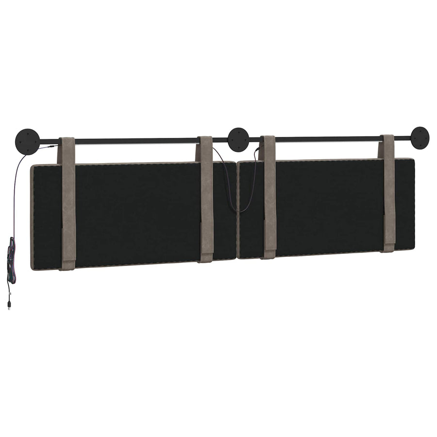 Hangend hoofdbord Met LED-verlichting Grijs Antiek PU