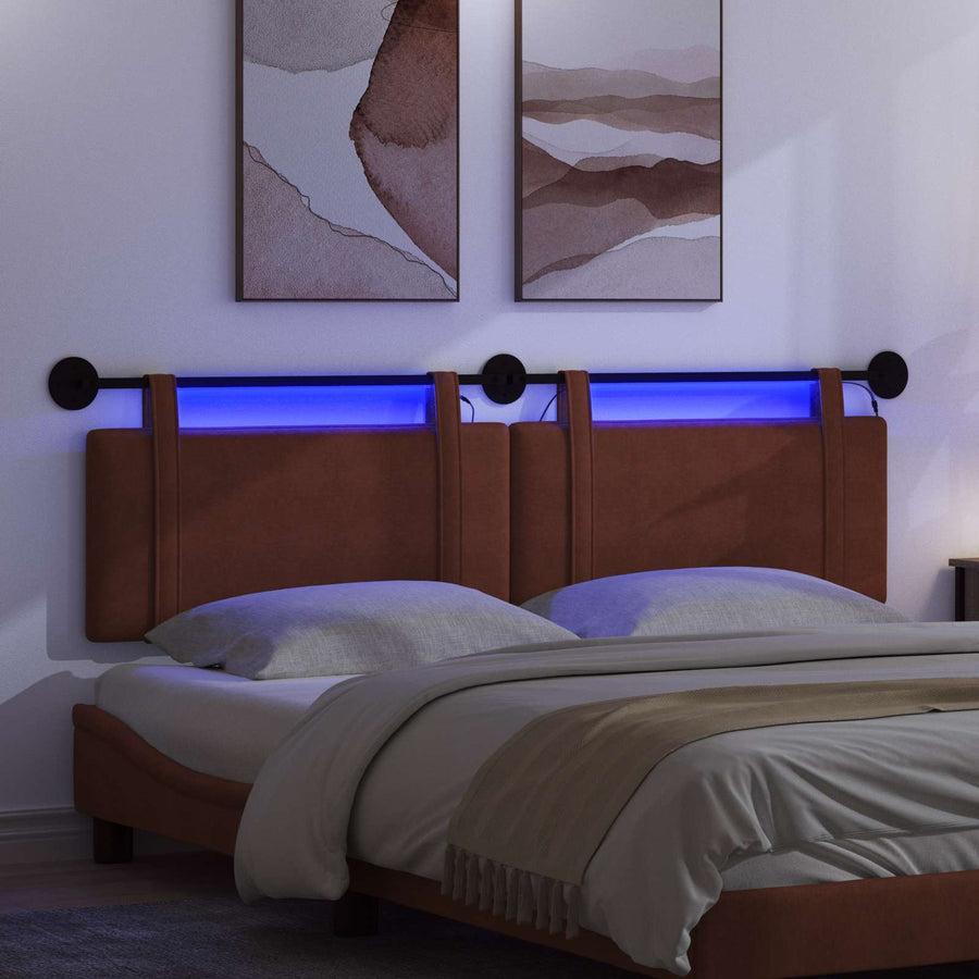 Hangend hoofdbord Met LED-verlichting Glanzend Bruin Antiek PU