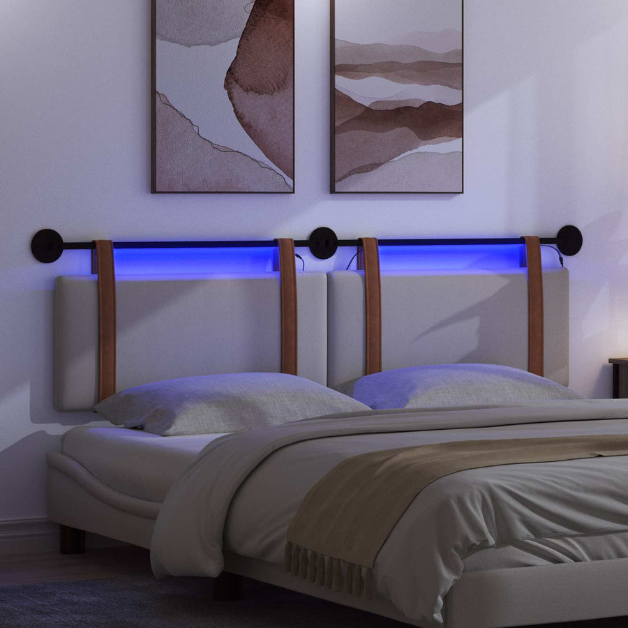 Hangend hoofdbord Met LED-verlichting Wolkengrijs Antiek PU