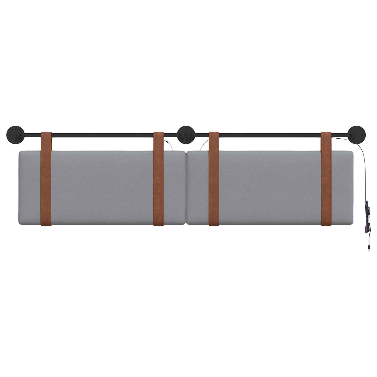 Hangend hoofdbord Met LED-verlichting Lichtgrijs Antiek PU