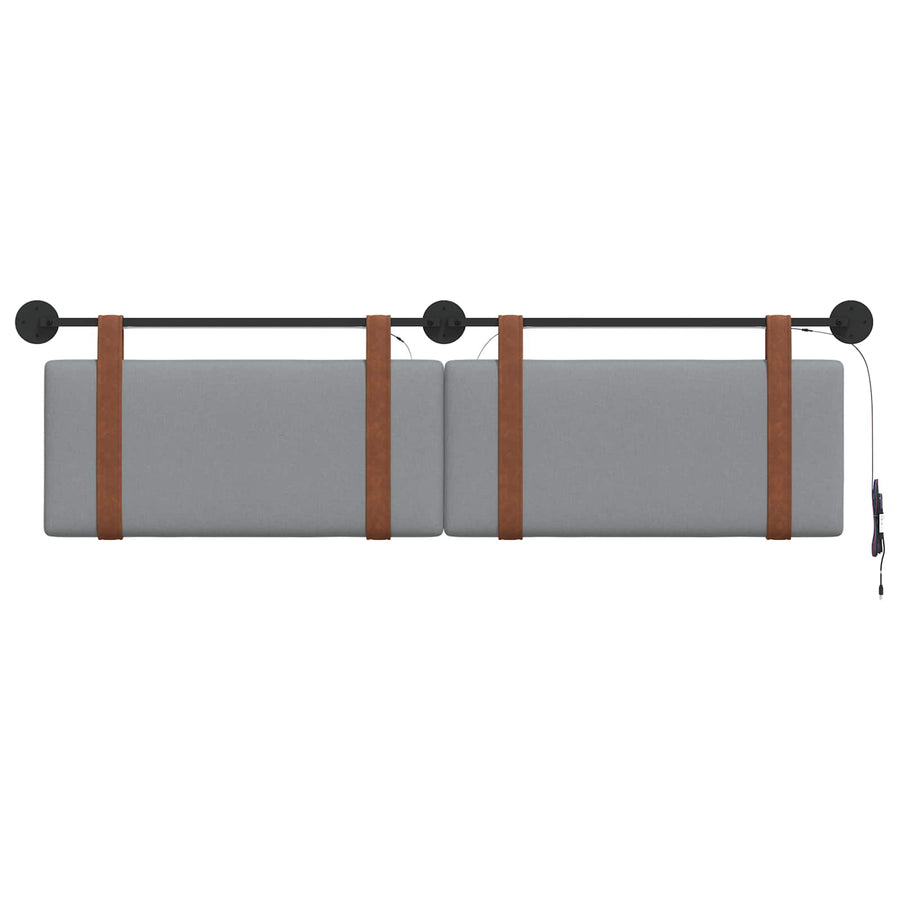 Hangend hoofdbord Met LED-verlichting Lichtgrijs Antiek PU