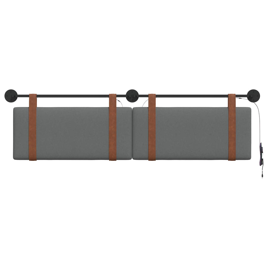 Hangend hoofdbord Met LED-verlichting Donkergrijs Antiek PU