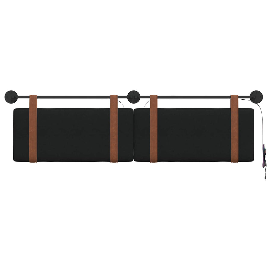 Hangend hoofdbord Met LED-verlichting Zwart Antiek PU