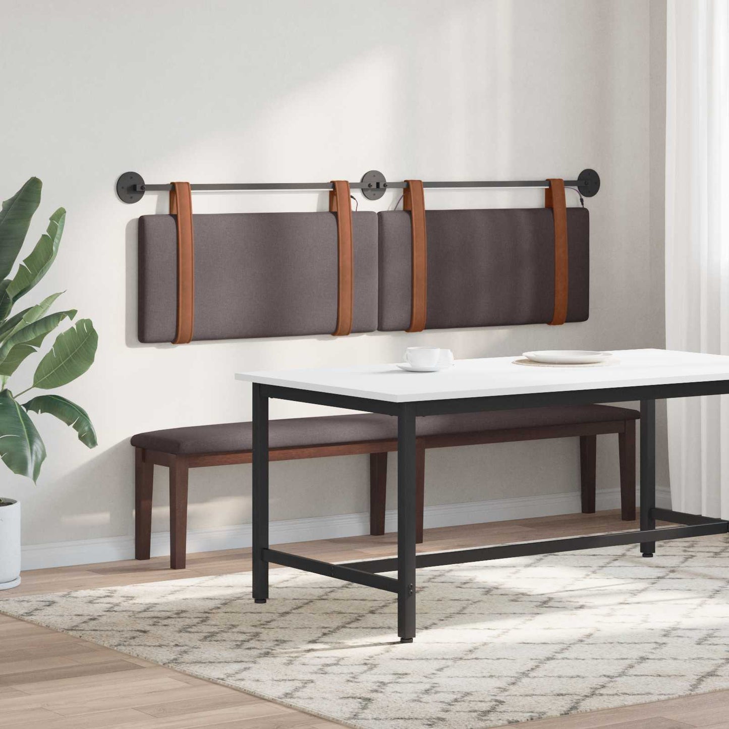 Hangend hoofdbord Met LED-verlichting Donkerbruin Antiek PU