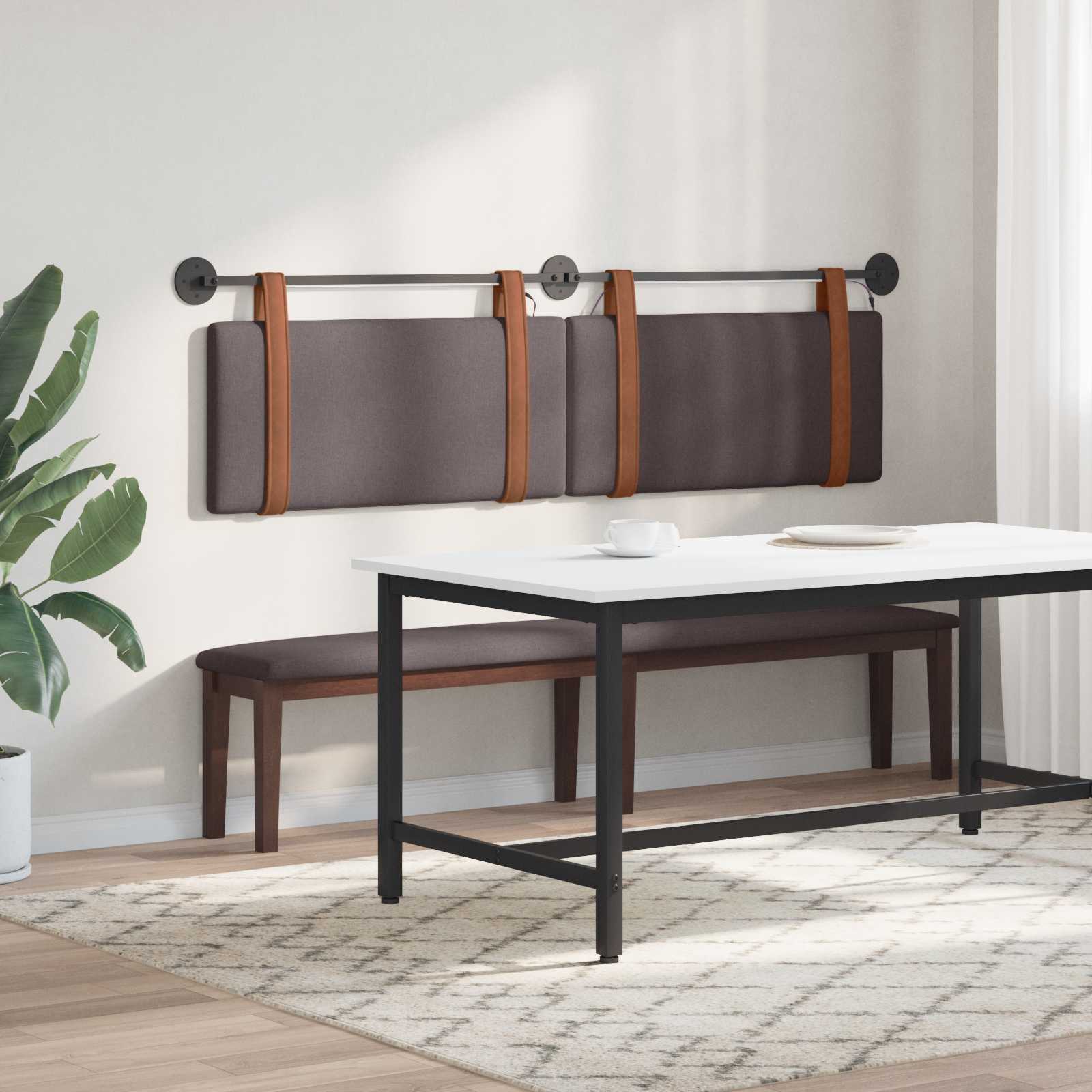 Hangend hoofdbord Met LED-verlichting Donkerbruin Antiek PU