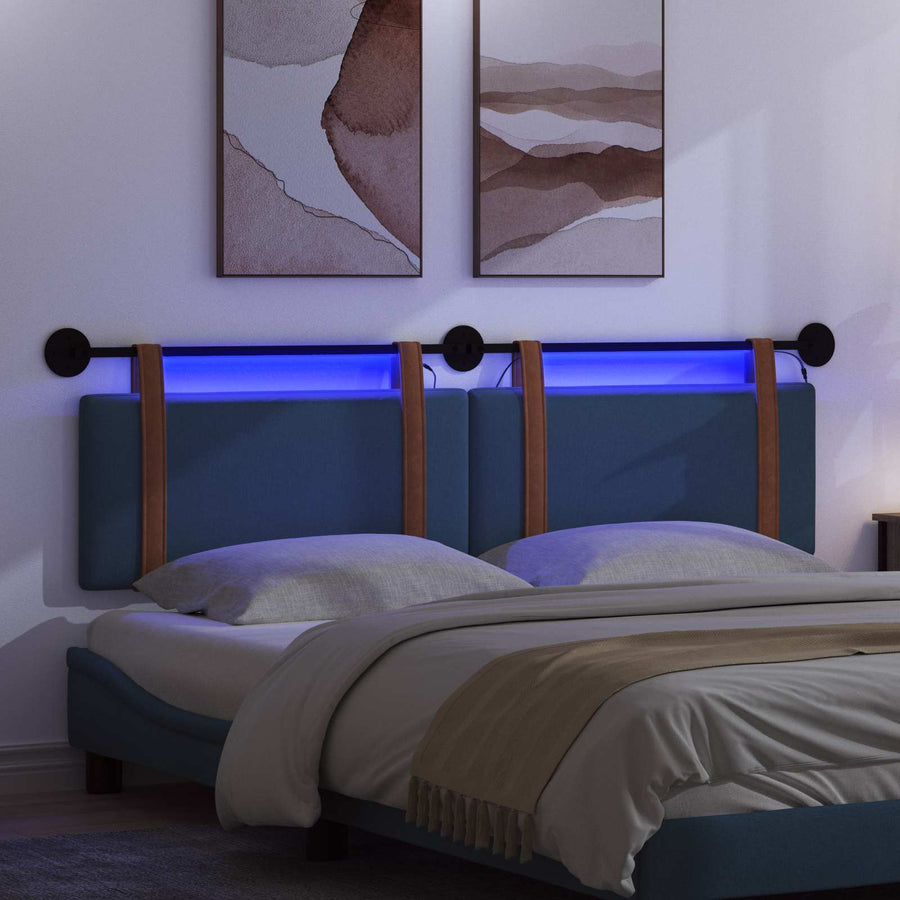 Hangend hoofdbord Met LED-verlichting Blauw Antiek PU