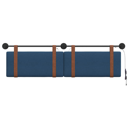 Hangend hoofdbord Met LED-verlichting Blauw Antiek PU