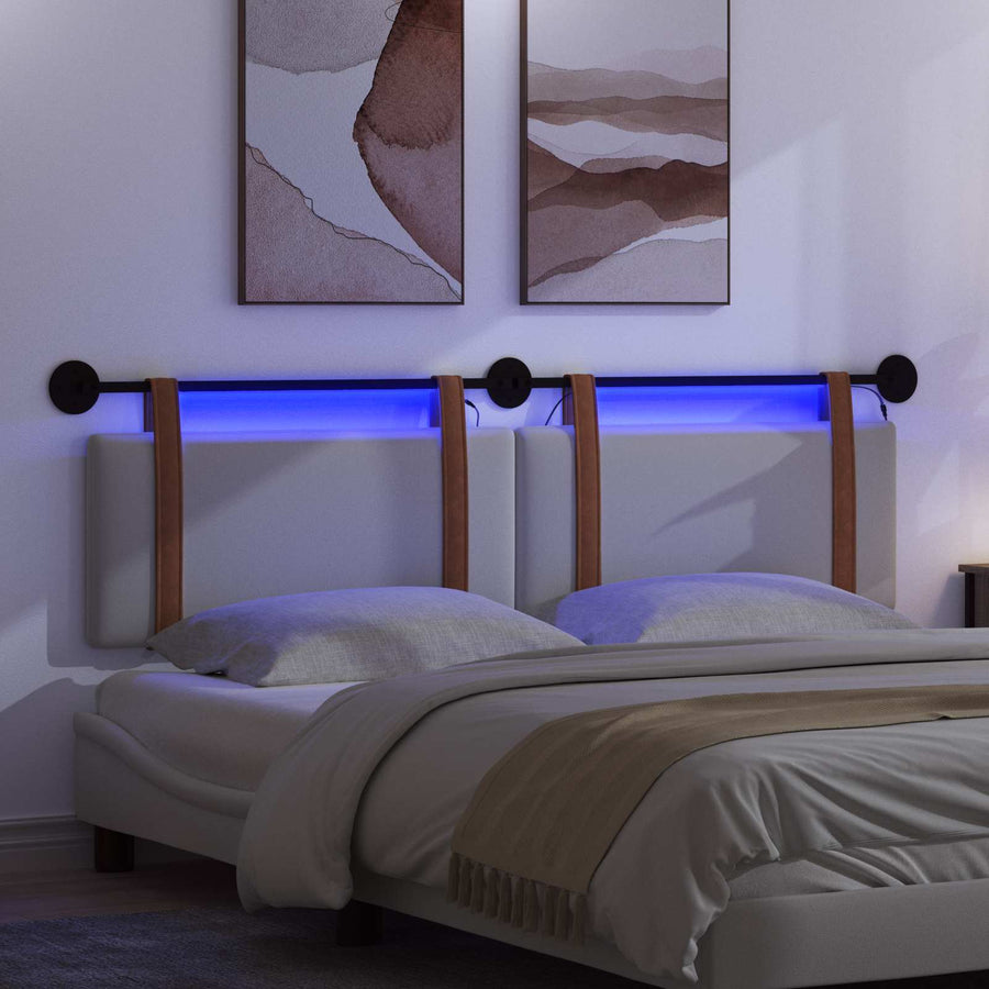Hangend hoofdbord Met LED-verlichting Wit Antiek PU