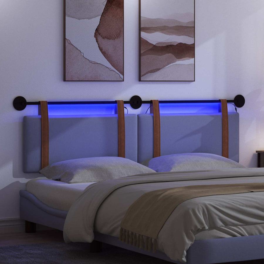 Hangend hoofdbord Met LED-verlichting Jeans Blauw Antiek PU