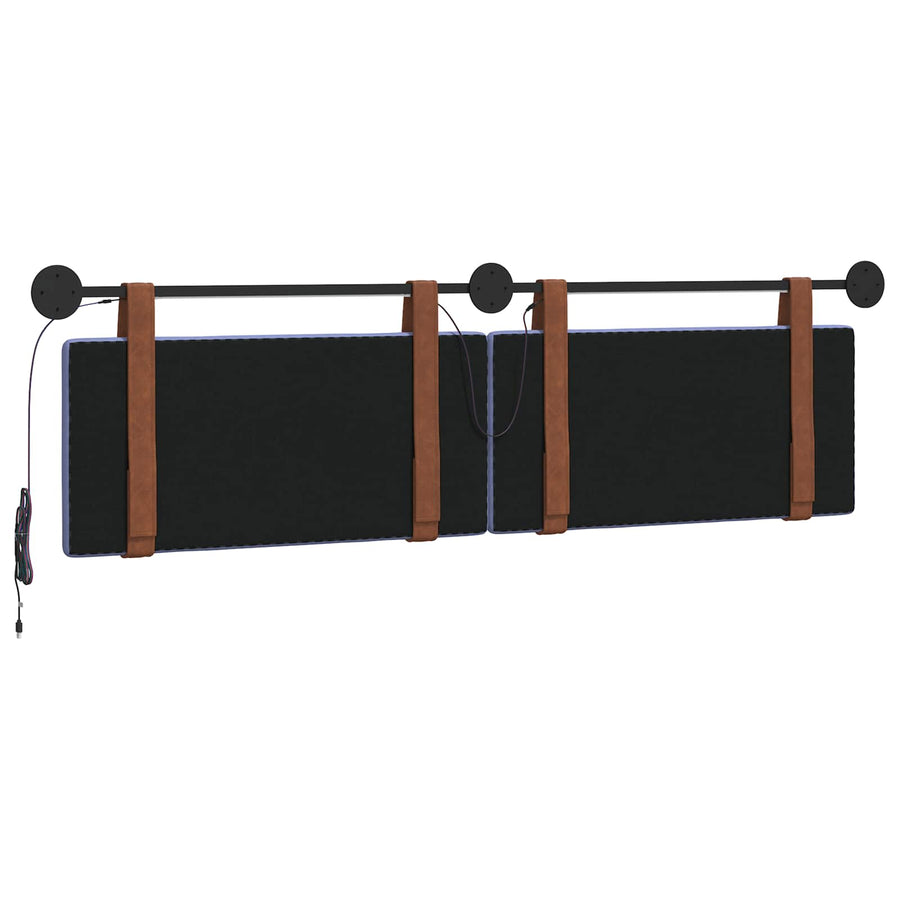 Hangend hoofdbord Met LED-verlichting Jeans Blauw Antiek PU