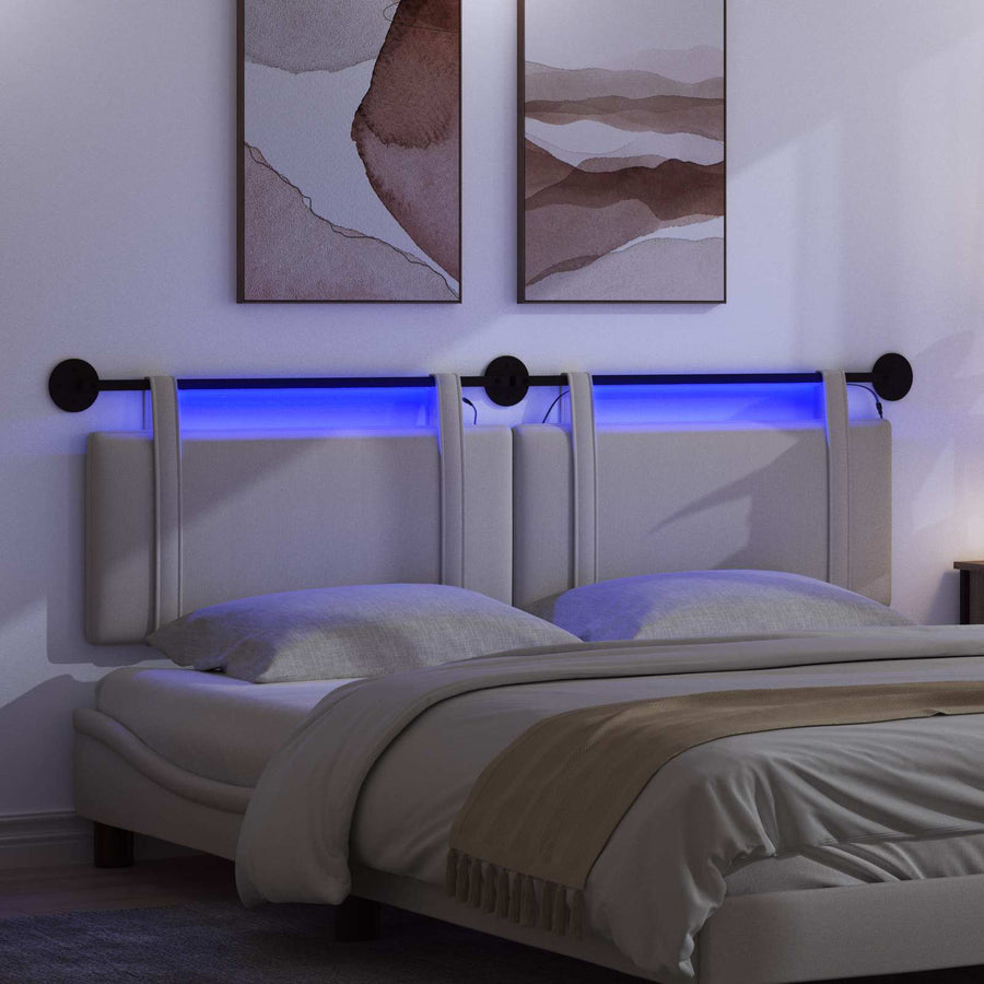 Hangend hoofdbord Met LED-verlichting Wolkengrijs Stof