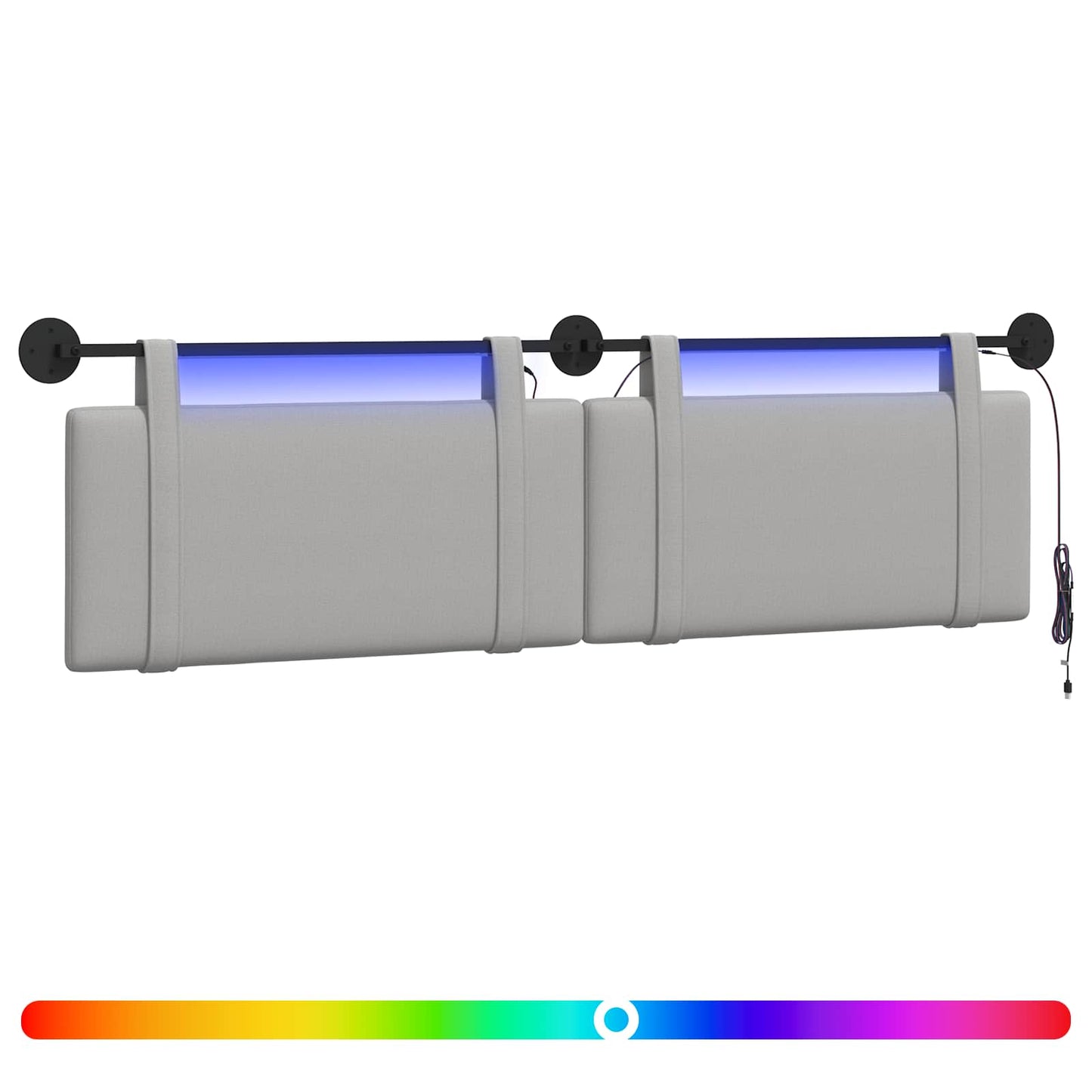 Hangend hoofdbord Met LED-verlichting Wolkengrijs Stof