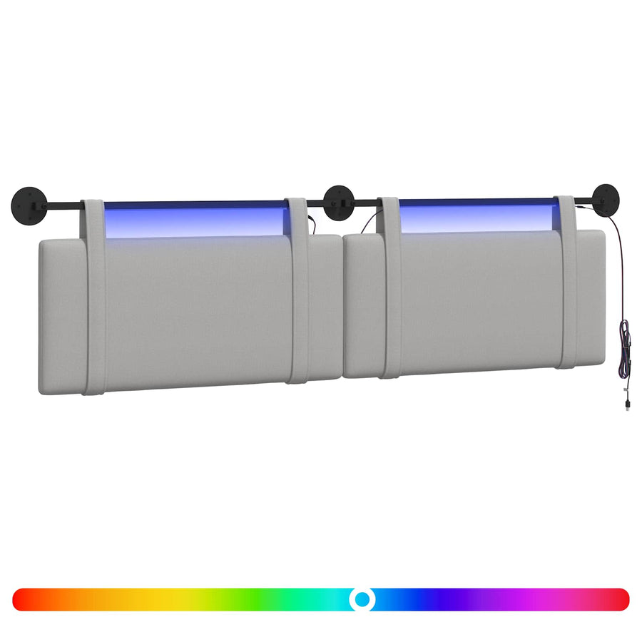 Hangend hoofdbord Met LED-verlichting Wolkengrijs Stof