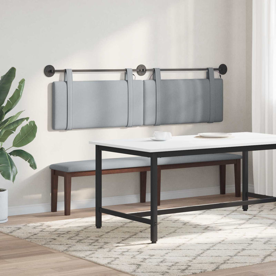 Hangend hoofdbord Met LED-verlichting Lichtgrijs Stof