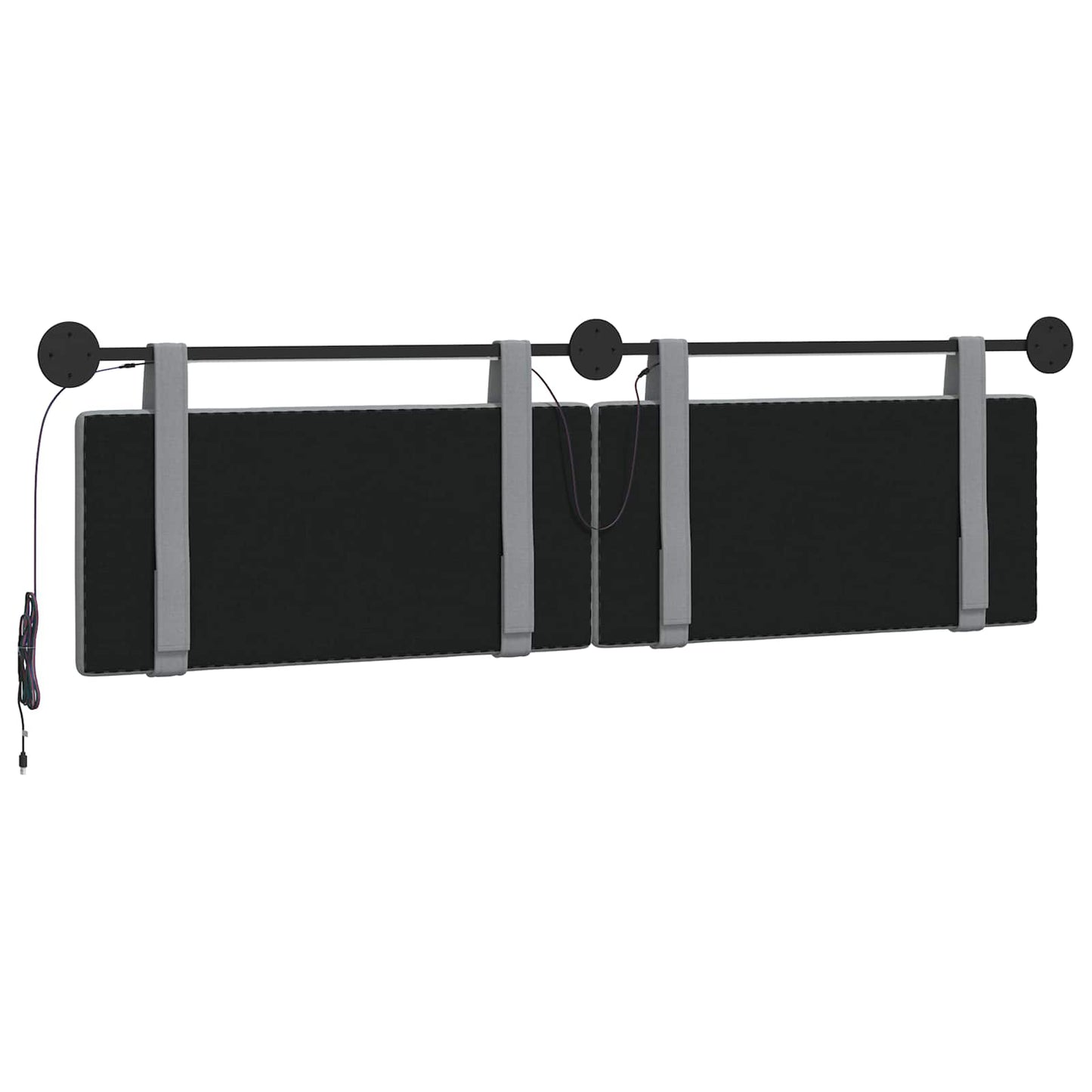 Hangend hoofdbord Met LED-verlichting Lichtgrijs Stof