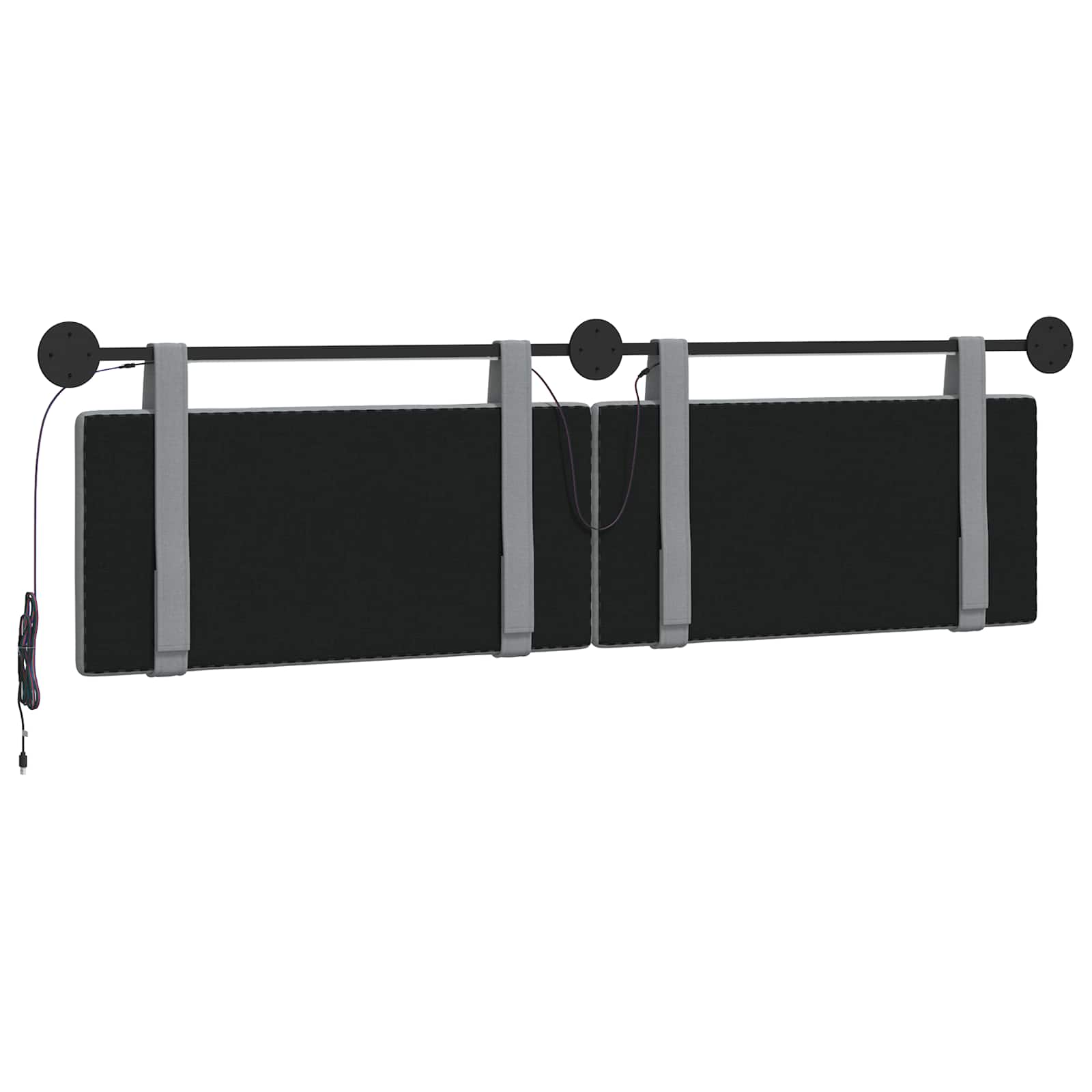 Hangend hoofdbord Met LED-verlichting Lichtgrijs Stof