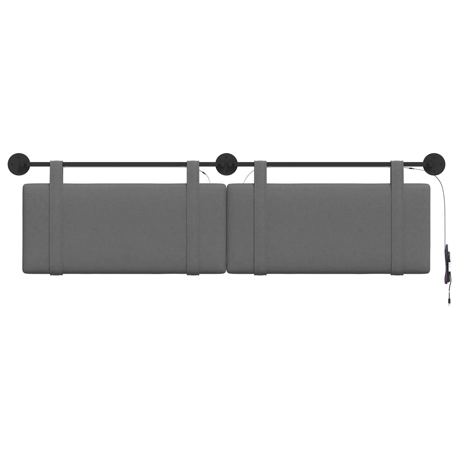 Hangend hoofdbord Met LED-verlichting Donkergrijs Stof