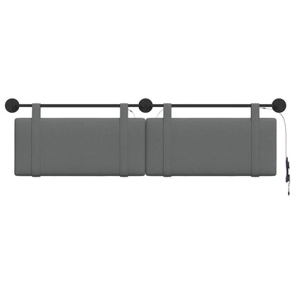 Hangend hoofdbord Met LED-verlichting Donkergrijs Stof