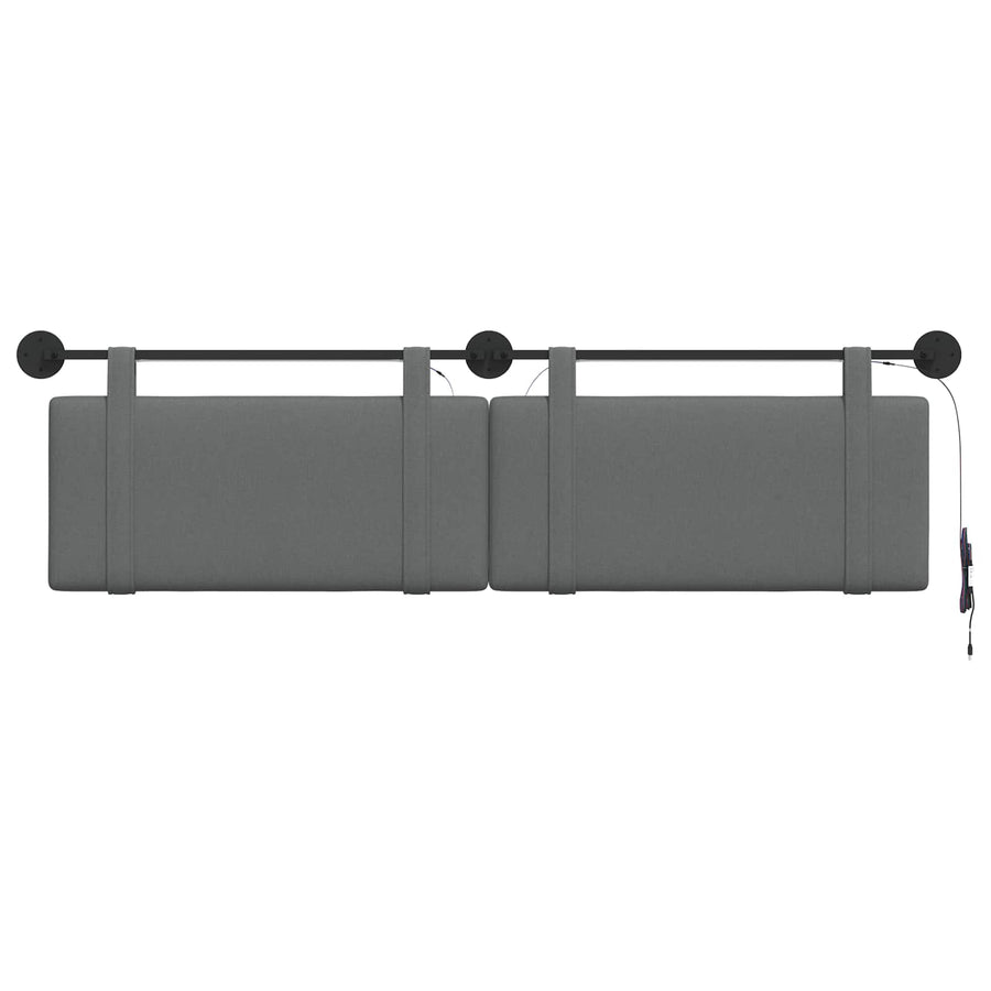 Hangend hoofdbord Met LED-verlichting Donkergrijs Stof