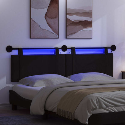 Hangend hoofdbord Met LED-verlichting Zwart Stof