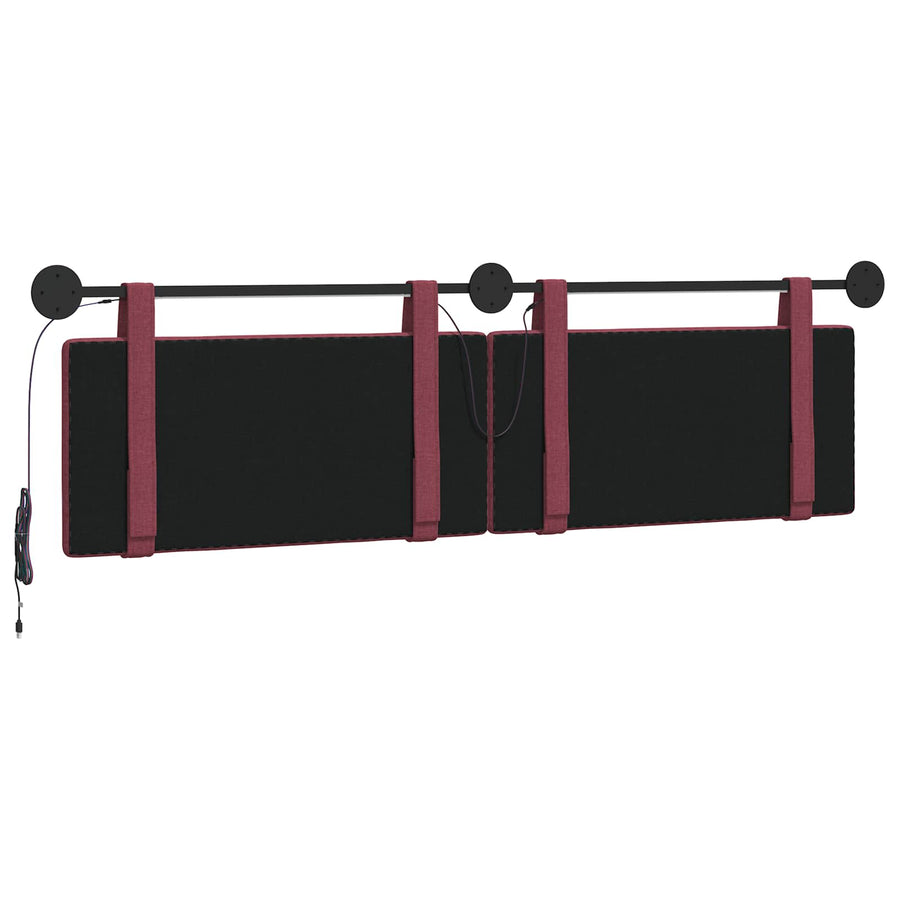 Hangend hoofdbord Met LED-verlichting Wijnrood Stof