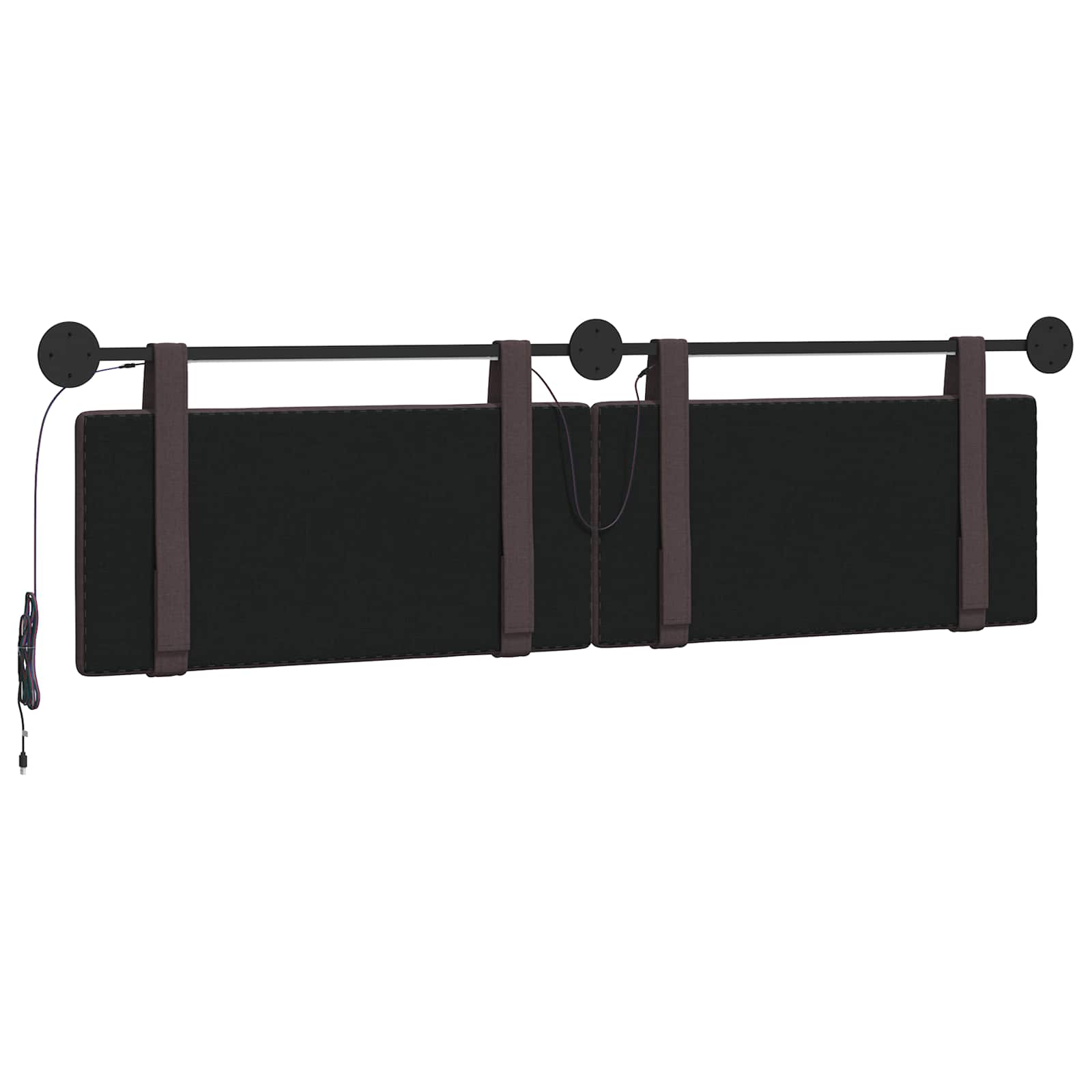 Hangend hoofdbord Met LED-verlichting Donkerbruin Stof