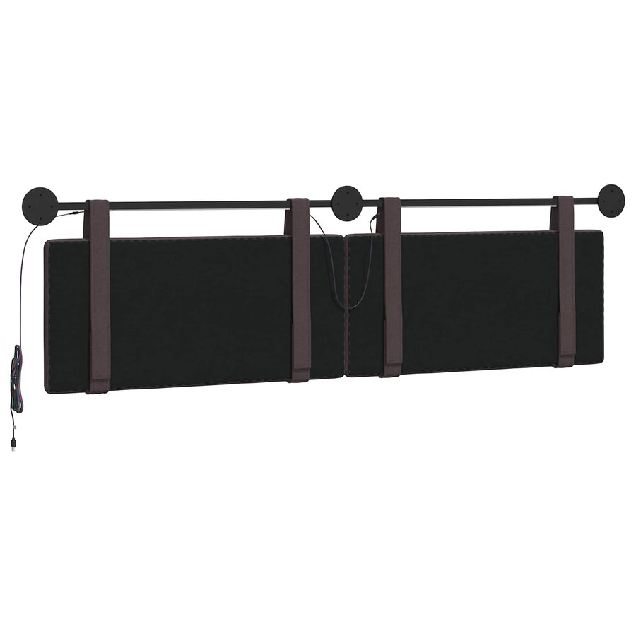 Hangend hoofdbord Met LED-verlichting Donkerbruin Stof