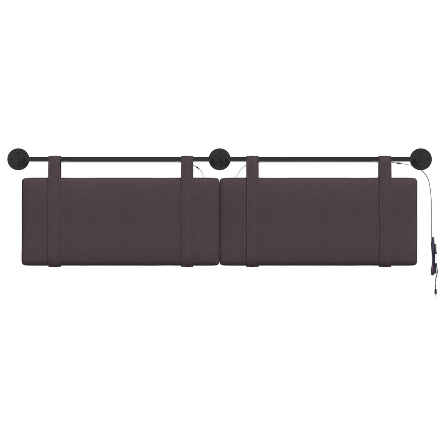Hangend hoofdbord Met LED-verlichting Donkerbruin Stof