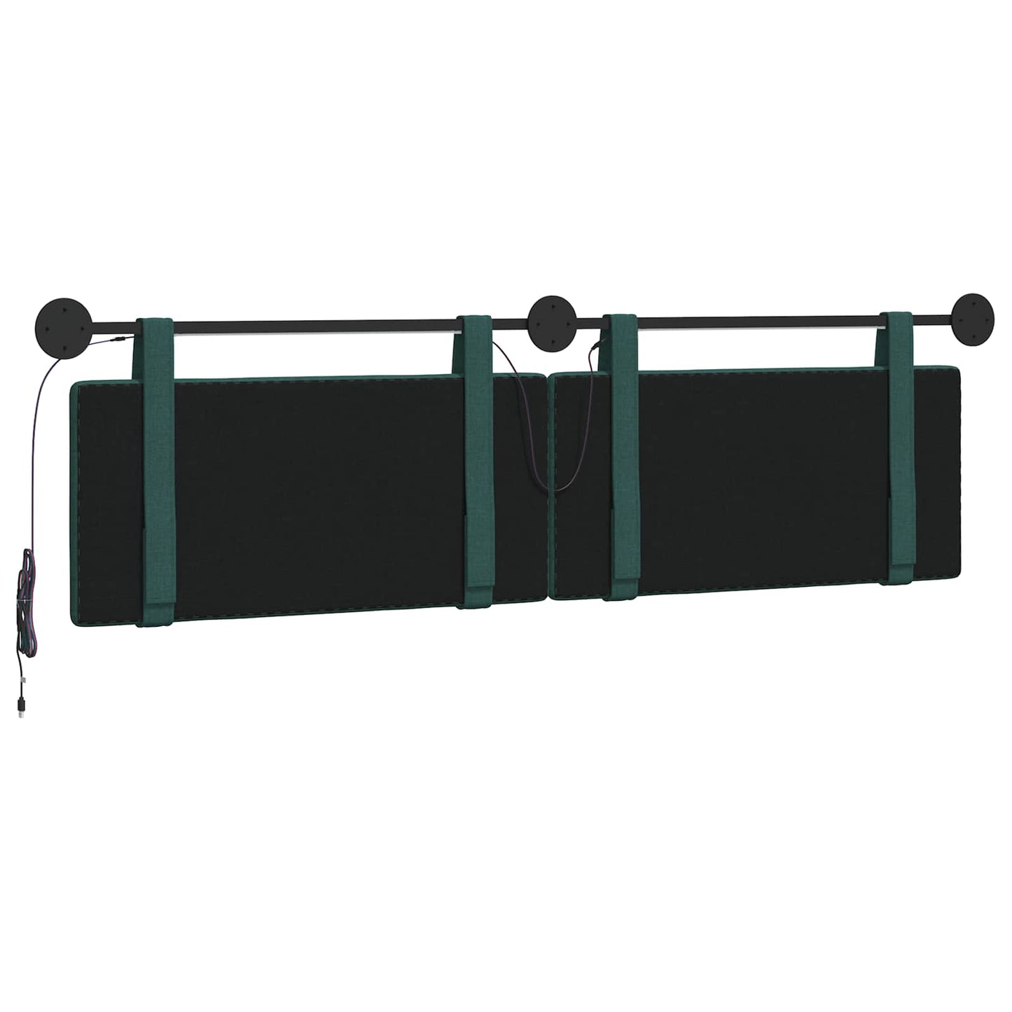 Hangend hoofdbord Met LED-verlichting Donkergroen Stof