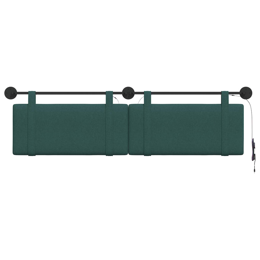Hangend hoofdbord Met LED-verlichting Donkergroen Stof
