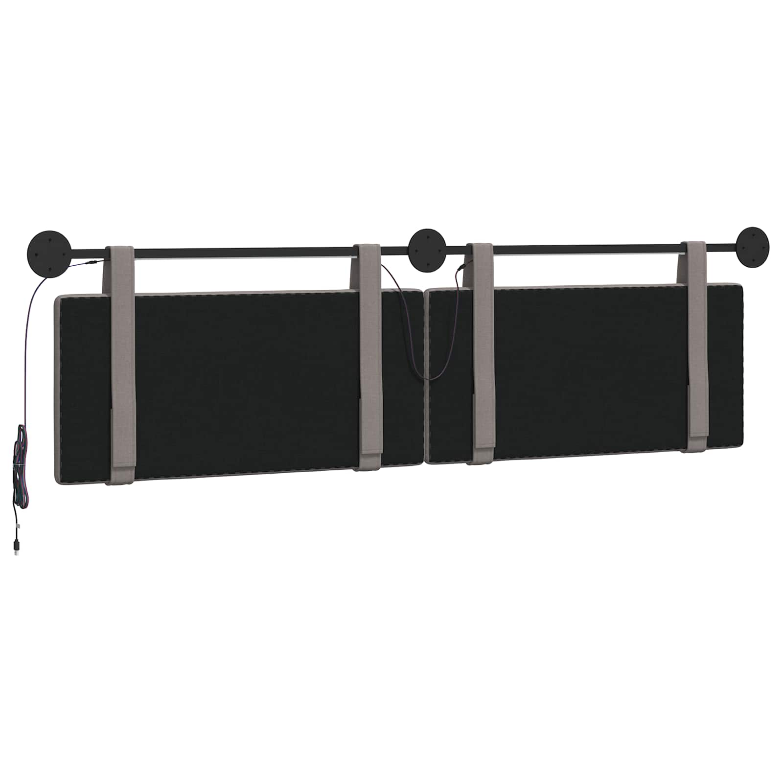 Hangend hoofdbord Met LED-verlichting Taupe Stof