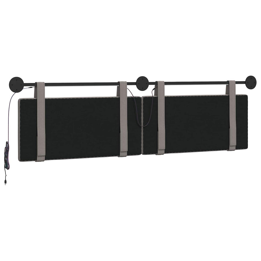 Hangend hoofdbord Met LED-verlichting Taupe Stof