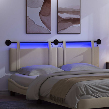 Hangend hoofdbord Met LED-verlichting Crèmekleurig Stof