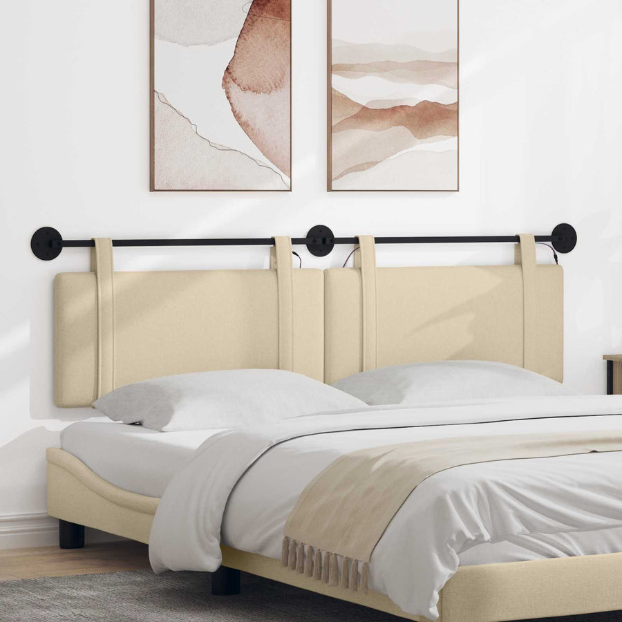 Hangend hoofdbord Met LED-verlichting Crèmekleurig Stof