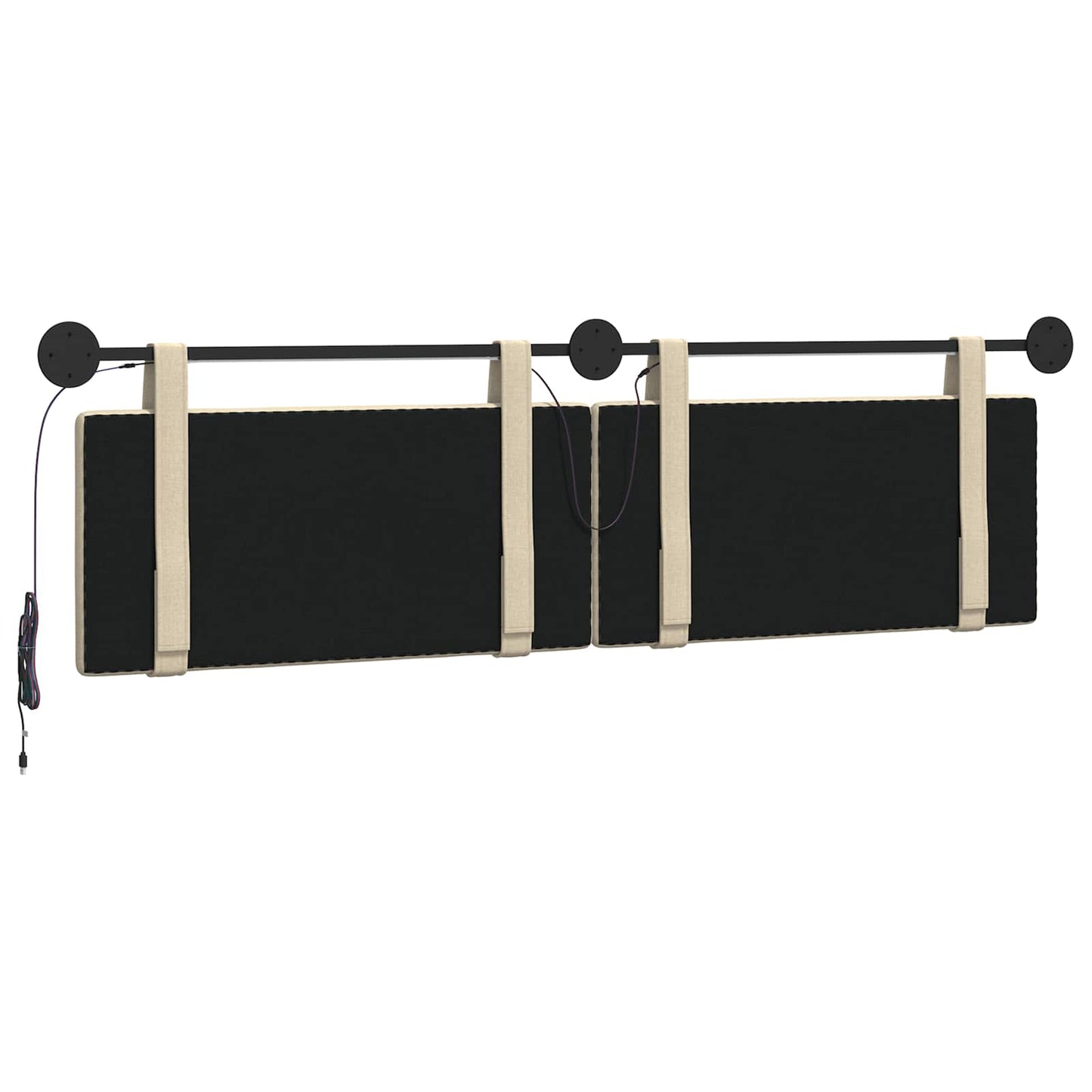 Hangend hoofdbord Met LED-verlichting Crèmekleurig Stof