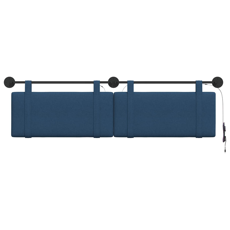 Hangend hoofdbord Met LED-verlichting Blauw Stof