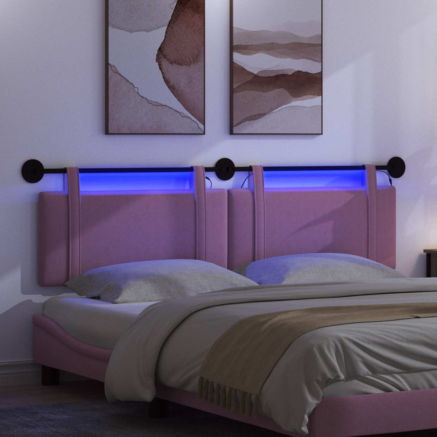 Hangend hoofdbord Met LED-verlichting Roze Stof
