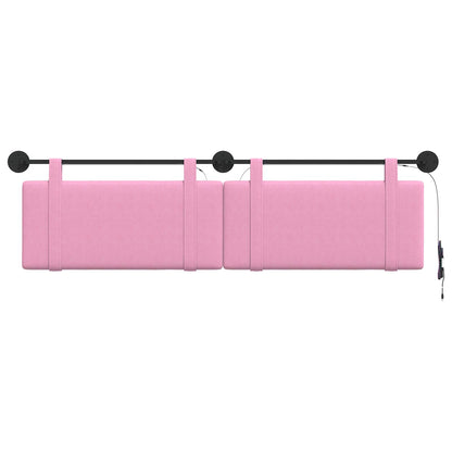 Hangend hoofdbord Met LED-verlichting Roze Stof
